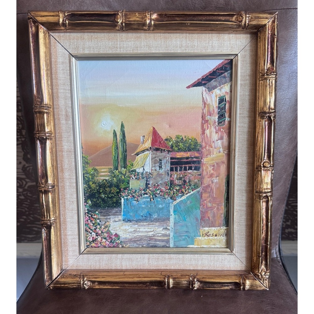 Rossini Signed Original Oil Painting Mediterranean Village 11x14 READ